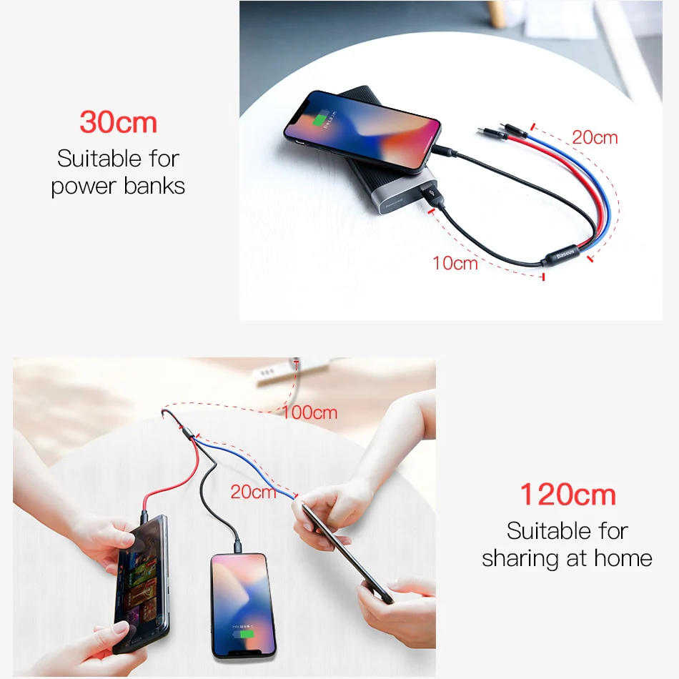 Baseus 3 in 1 USB cable with Micro / Type-C / Lighting connector - Image 7