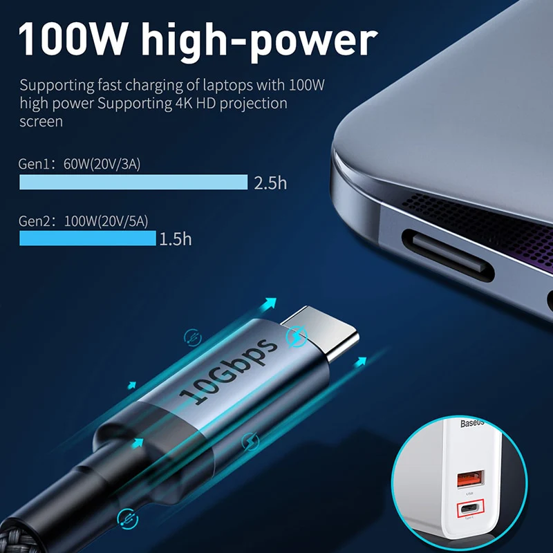 Baseus USB 3.1 Type C To USB C Cable For MacBook Pro Quick Charge - Image 6